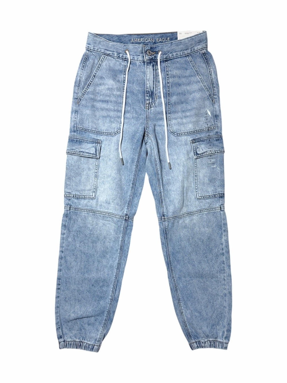 American Eagle Ice Blue Denim Cargo Jogger Jeans Womens 2 /26